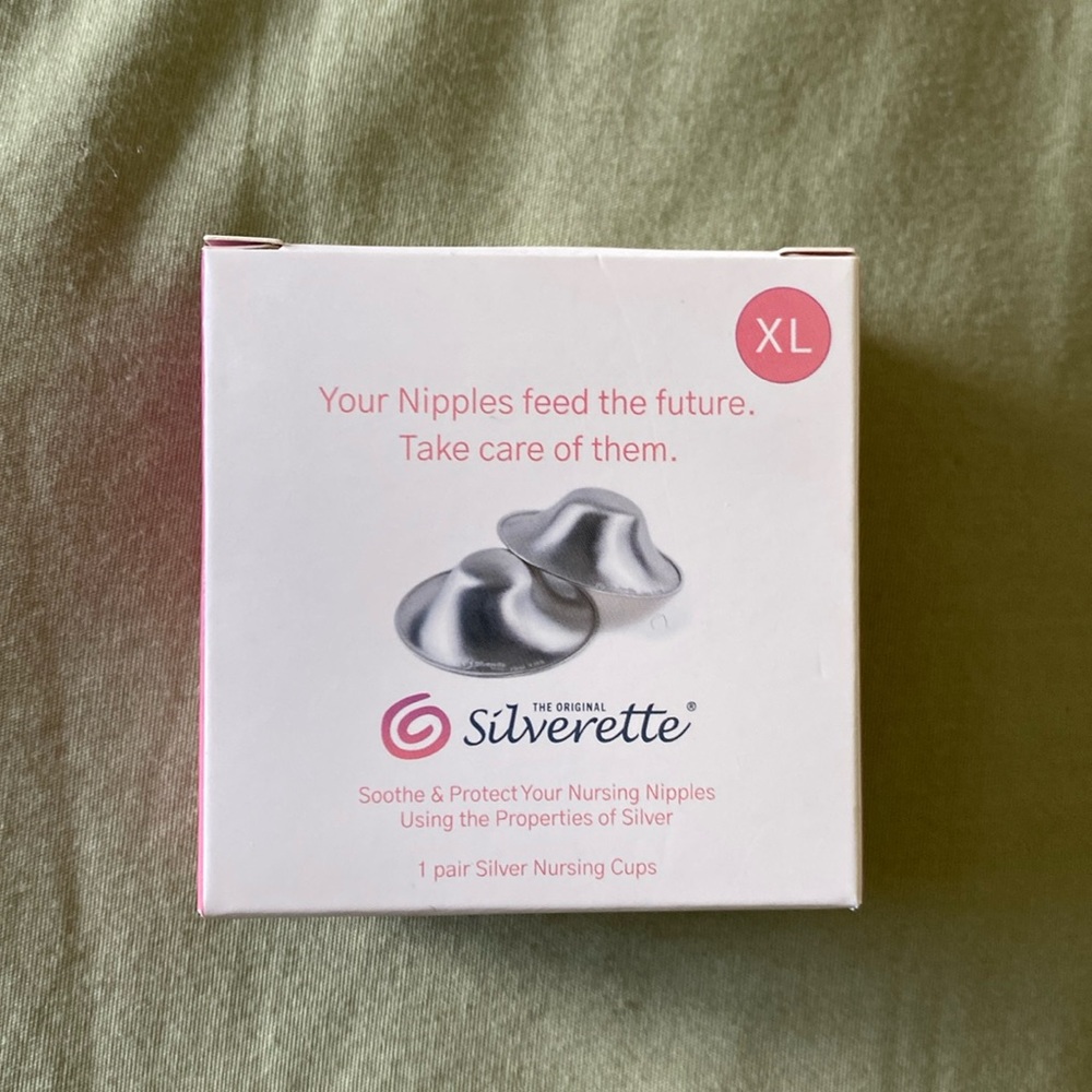 Silverette XL silver nursing cups with optional extras(see pic)